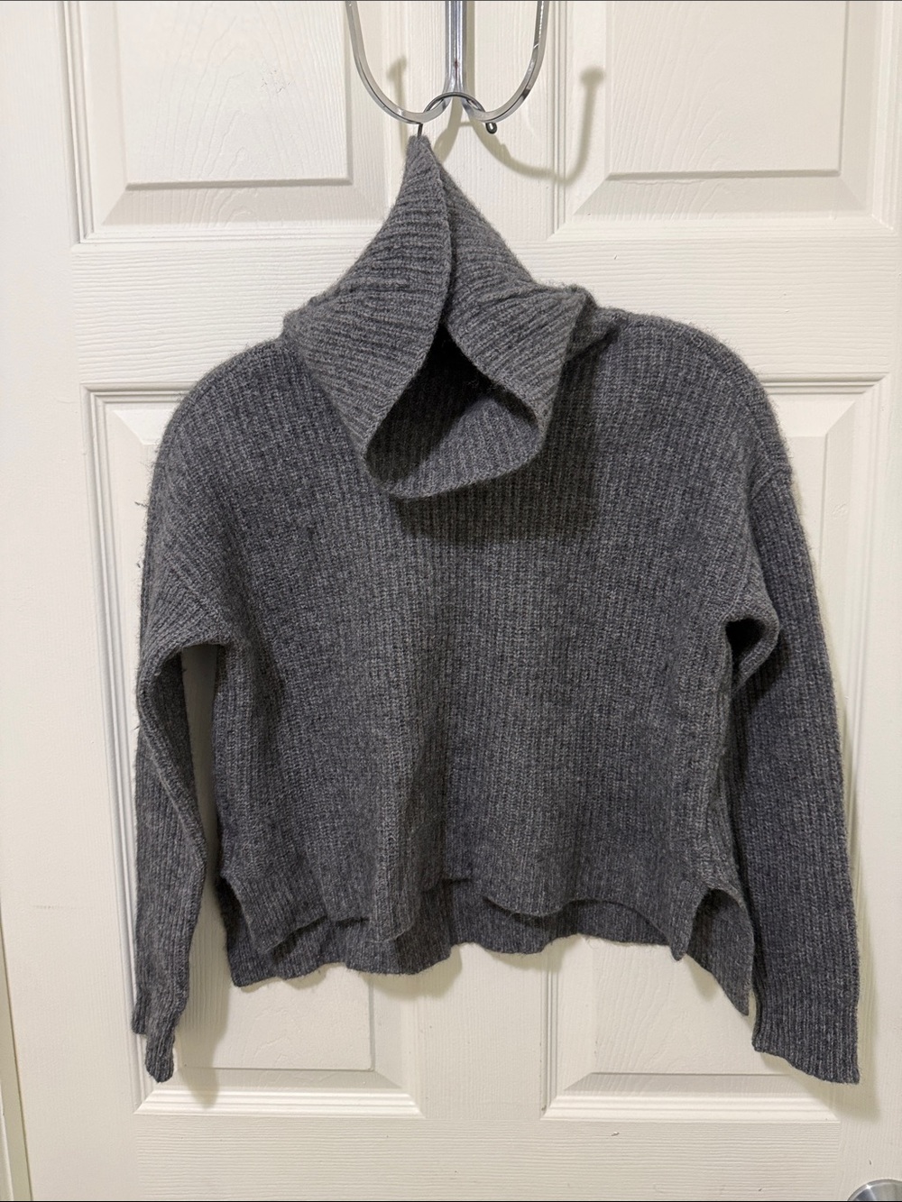EILEEN FISHER XS Dark Gray Cropped Turtleneck Sweater.